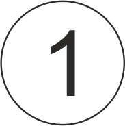 A black number 1 centered inside a thin black circle on a white background.
