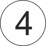 A black number 4 centered inside a thin black circle on a white background.