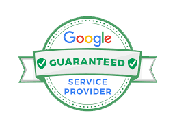 A circular badge displays the Google logo, the text Guaranteed with checkmarks, and Service Provider underneath.