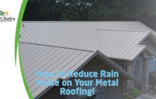 Close-up of a metal roof demonstrating rain noise reduction features.