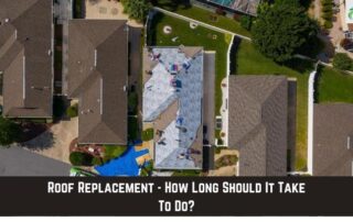 Aerial view of a residential roof replacement project in progress.