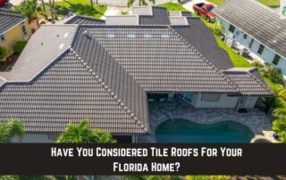 Aerial view of a tile roof on a Florida residential property, showcasing durable roofing materials.