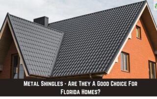Close-up of metal shingle roof on a Florida residential home, showcasing durability and style.