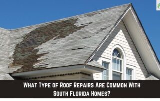 Damaged roof with missing shingles on a residential home in South Florida.