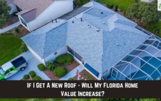 Aerial view of a newly installed residential roof with storm damage repair in Florida.