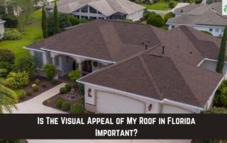 Aerial view of a Florida residential roof with well-maintained shingles and lush landscaping.