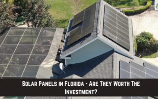 Aerial view of solar panels on a house roof, highlighting renewable energy investment.