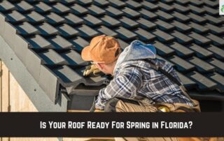 Roofers inspecting a residential roof for spring in Florida, ensuring proper installation and storm.