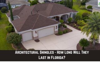 Roof with architectural shingles and landscaped yard in Florida.