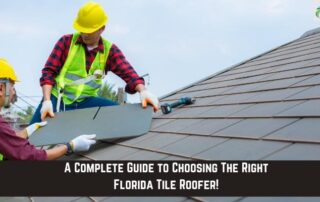 Roofers installing Florida tile roof on residential home.