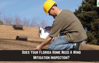 Roof inspector examining shingles for wind damage on residential home in Florida.