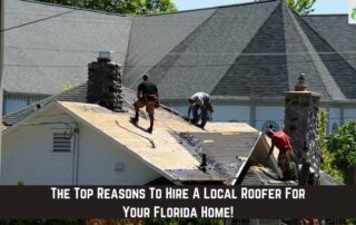 Roofers working on a residential roof installation with shingles.