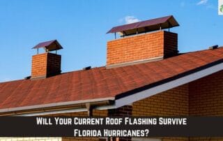 Roof flashing and chimney with storm damage in Florida.