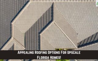 Roofers installing new shingles on a complex roof structure.