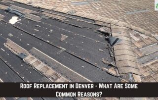 Damaged roof with missing shingles and storm damage during roof replacement in Denver.