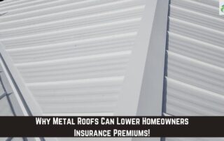 Close-up of a metal roof with overlapping panels and a ridge vent.
