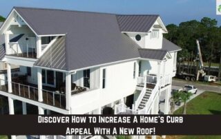 New roof installation on a modern white house with balcony and storm damage repair.