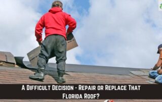 Roofers inspecting a residential roof for storm damage and potential repairs.