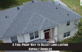 Aerial view of a house with new asphalt shingle roof installation by APC Roofing.