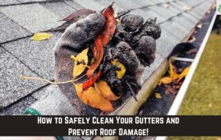 Gutter cleaning by roofers to prevent roof damage and water issues after storm.