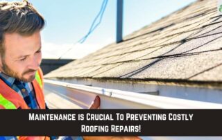 Roofer inspecting roof for storm damage and leaks.