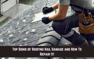 Inspecting roof for hail damage and storm impact.