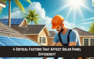 Roofer inspecting solar panels on a residential roof during sunny weather.