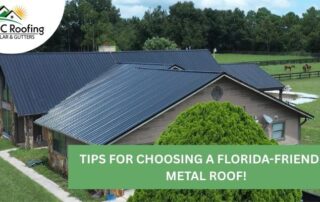 Metal roof installation on a residential property with lush green surroundings.