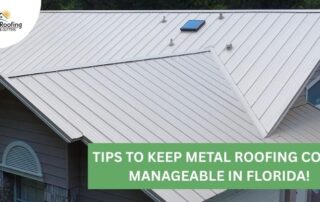 Metal roof installation on residential home with new panels and ventilation system.