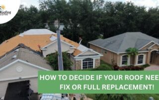 Residential roof inspection showing storm damage and roof replacement options.
