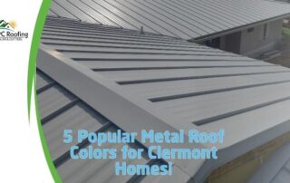 Modern metal roof with gray panels installed on residential Clermont home.
