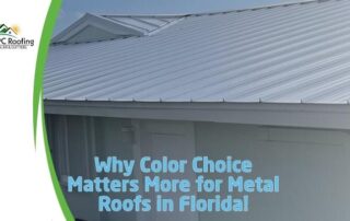 Metal roof with light gray color installed on a residential building in Florida.