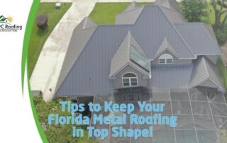 A Florida metal roof with multiple slopes and valleys, featuring skylights and a storm-resistant design.