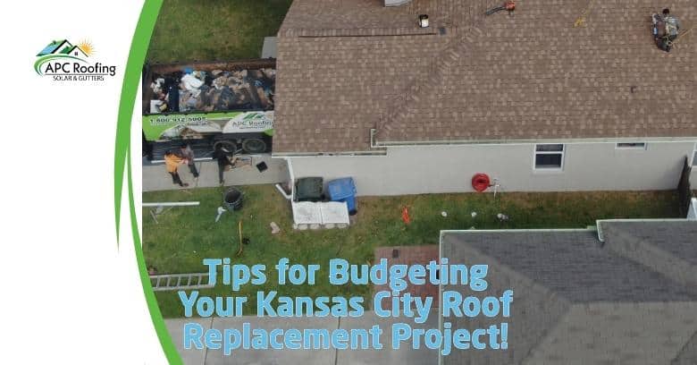 Aerial view of a Kansas City roof with roofing technicians working on the pitch and valley areas.