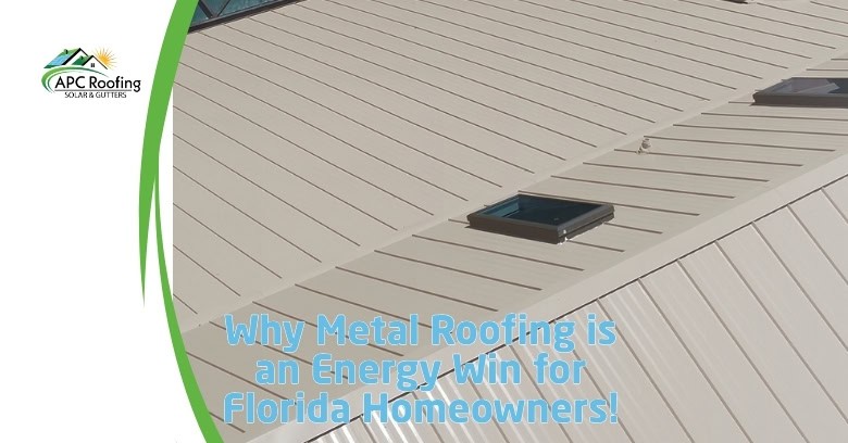 Metal roof with solar skylights, promoting energy efficiency for Florida homeowners.