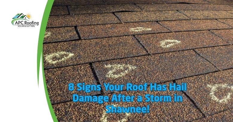 Shingle roof with hail damage marks after a storm in Shawnee.