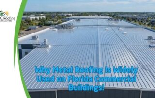 Large metal roof on a commercial building in Florida with HVAC units and skylights.