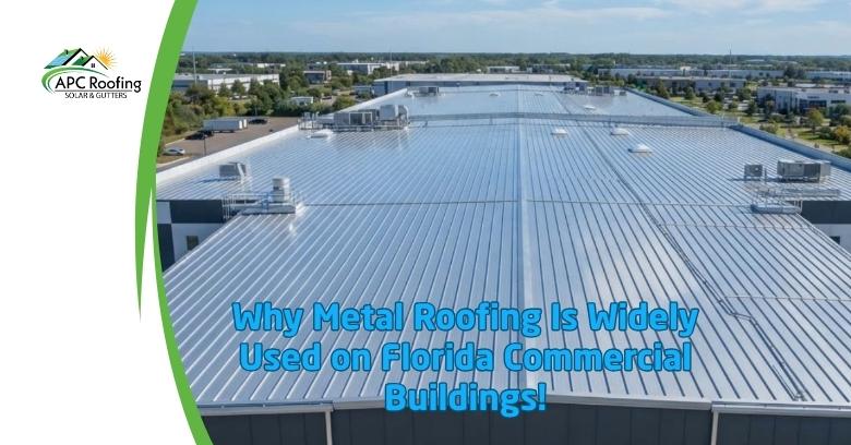 Large metal roof on a commercial building in Florida with HVAC units and skylights.