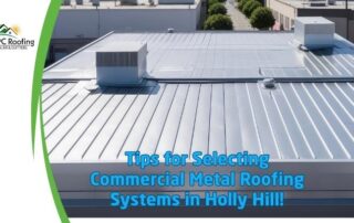 Commercial metal roofing system on a flat roof in Holly Hill.