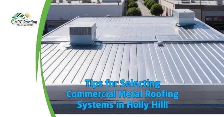 Commercial metal roofing system on a flat roof in Holly Hill.
