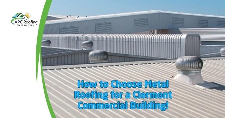 Metal roofing with vents on a commercial building in Clermont.